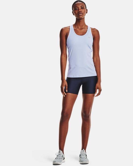 Women's HeatGear® Mid-Rise Middy Shorts, Blue, pdpMainDesktop image number 2